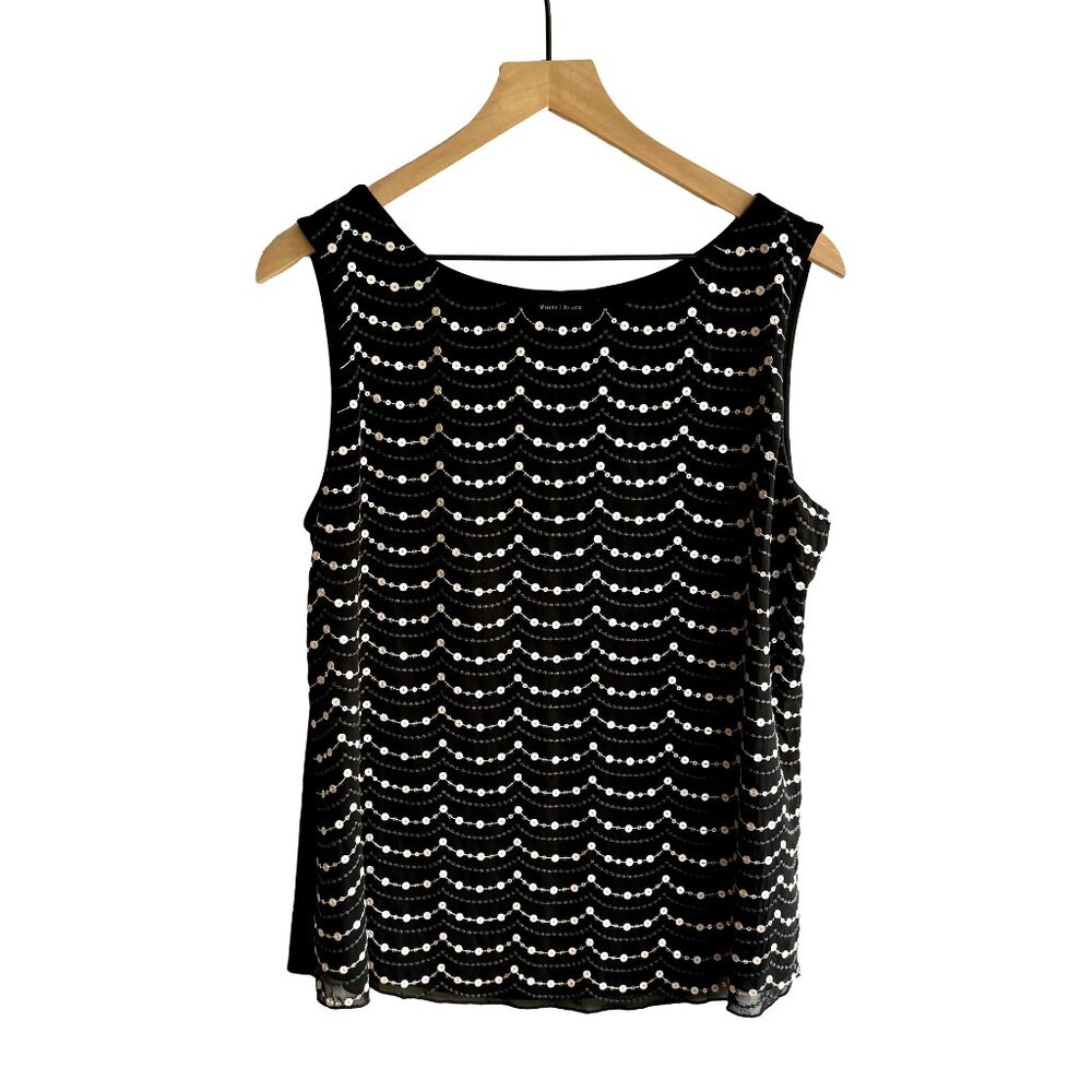 White House Black Market Sleeveless Sequin and Embroidered Top Size Large